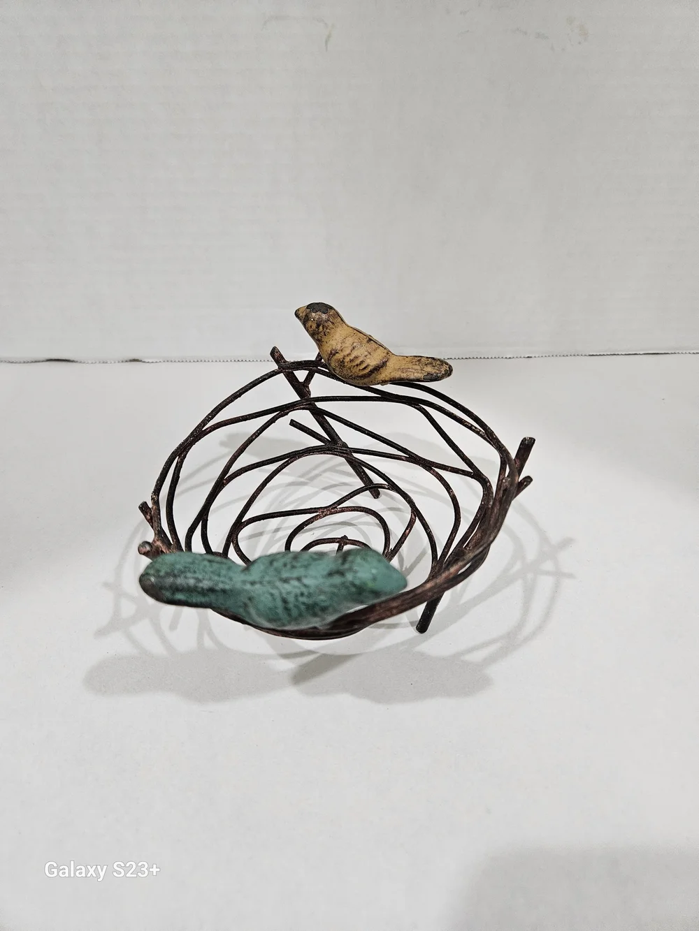 Decorative Bird Nest with Yellow and Teal Birds